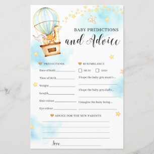 Baby predictions and advice Baby Shower game
