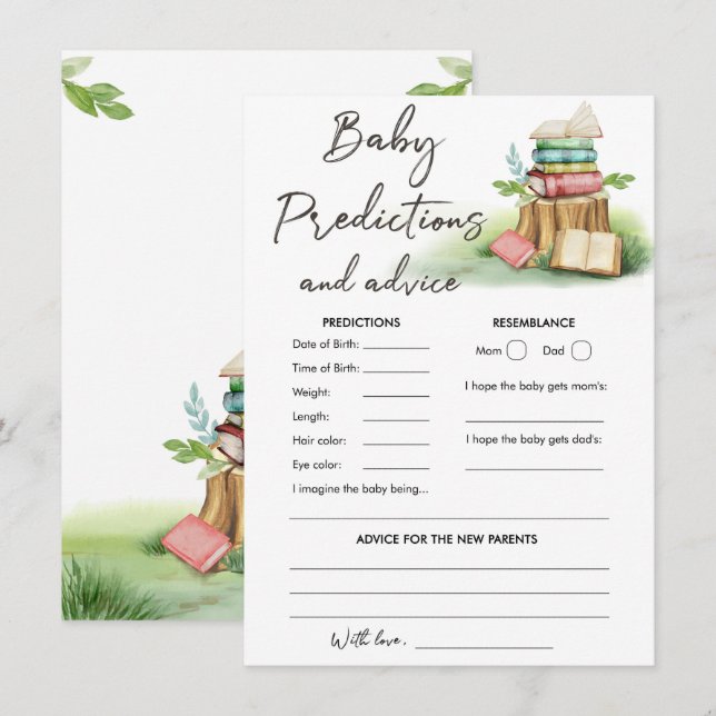 Baby Predictions and Advice Baby Shower Game Enclosure Card (Front/Back)