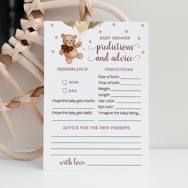 Baby Predictions and Advice Baby Shower Teddy Bear Invitation (Creator Uploaded)