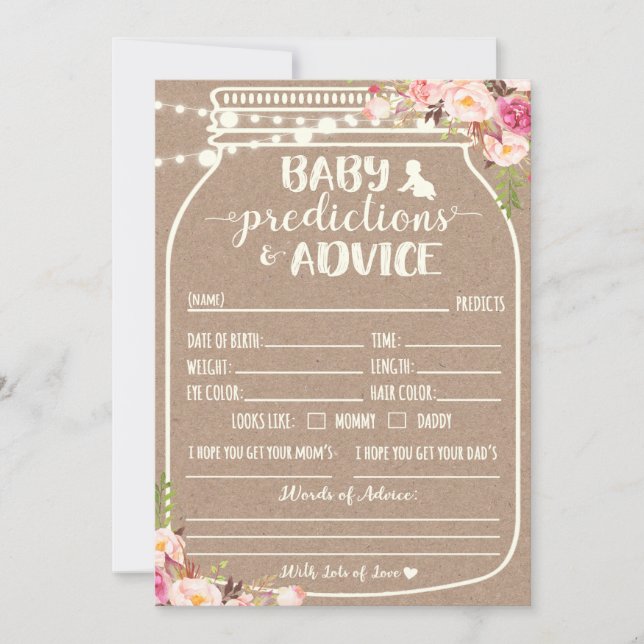 Baby Predictions and Advice Card (Front)