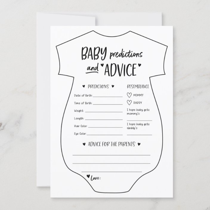 Baby Predictions and Advice Cards
