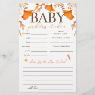 Baby Predictions and Advice Fall Baby Shower Game Flyer