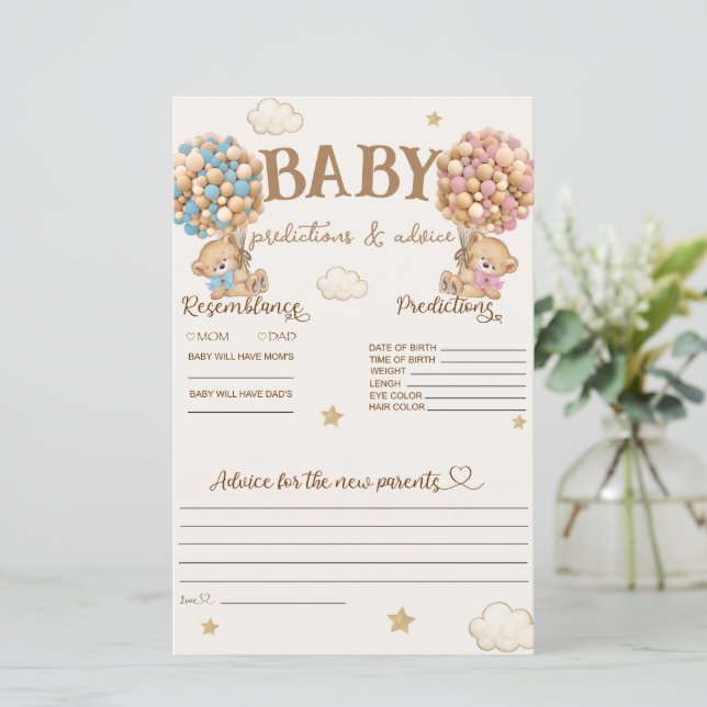 baby predictions and advice game bear balloons  (Standing Front)