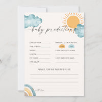 Baby Predictions Baby Shower Game Card