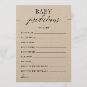 Baby Predictions Baby Shower Game Program