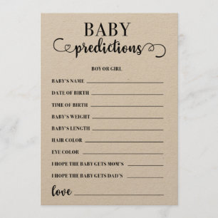 Baby Predictions Baby Shower Game Program
