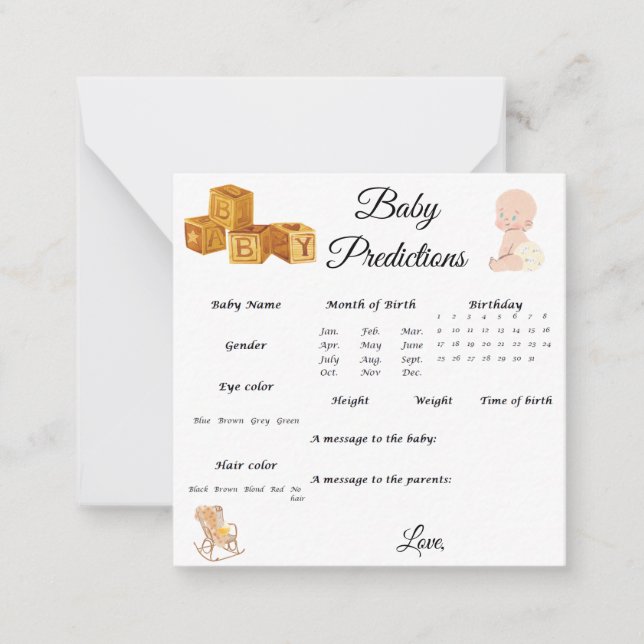 Baby Predictions Card (Front)