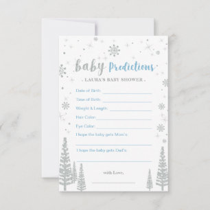 Baby Predictions Card - Winter Baby Shower Game