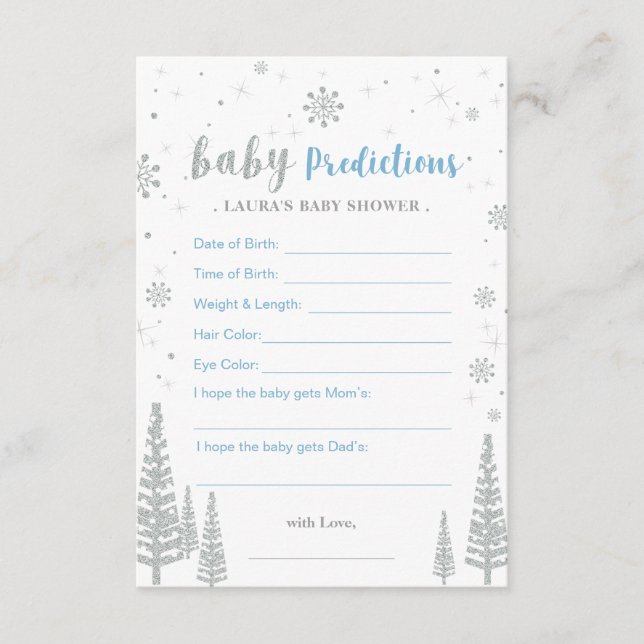 Baby Predictions Card - Winter Baby Shower Game (Front)