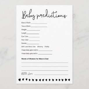 Baby Predictions Game Printable Baby Shower Game Invitation