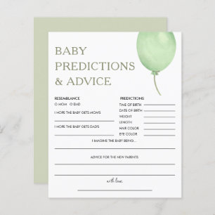 Baby Predictions Green Balloon Baby Shower Game