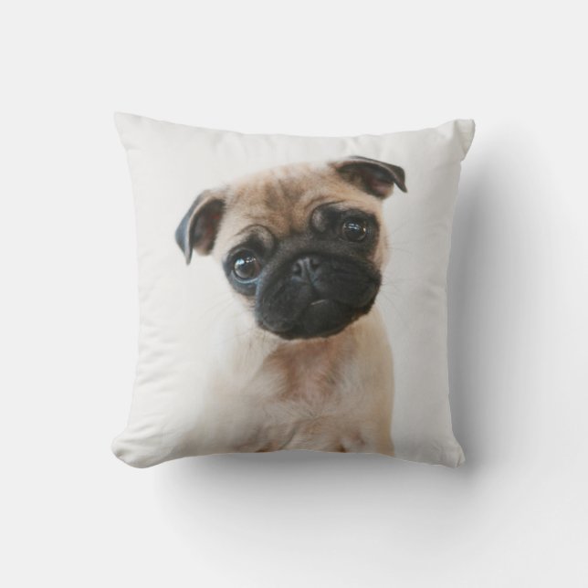 Baby Pug Portrait Cushion (Front)