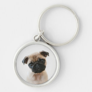 Baby Pug Portrait Key Ring