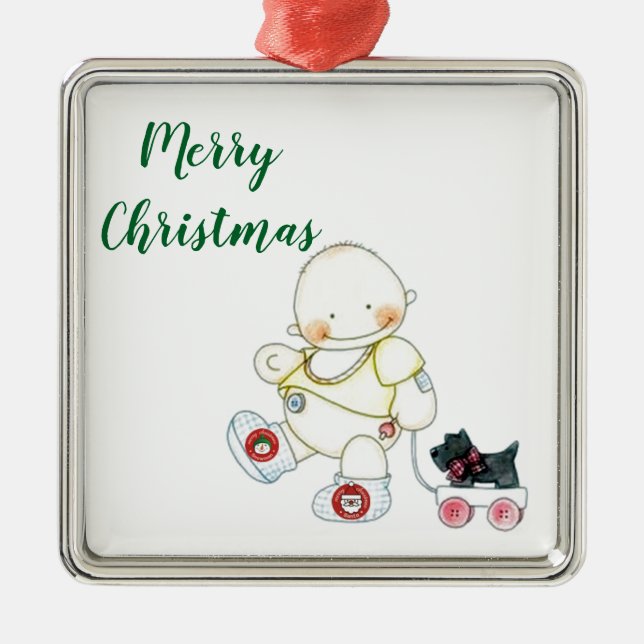 ***BABY PULLS WAGON*** CHRISTMAS ORNAMENT (Front)
