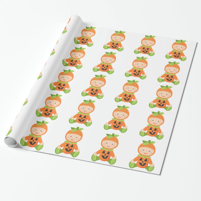 Baby Pumpkin Baby Shower Wrapping Paper (Unrolled)