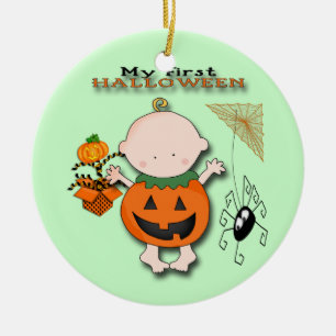 Baby Pumpkin My 1st Halloween Round Ornament