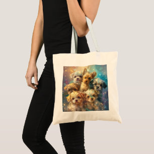 Baby Puppies Digital Art Tote Bag