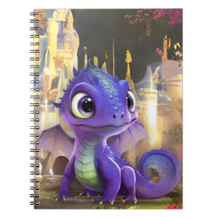 Baby Purple Dragon And Fantasy Mediaeval Castle Notebook