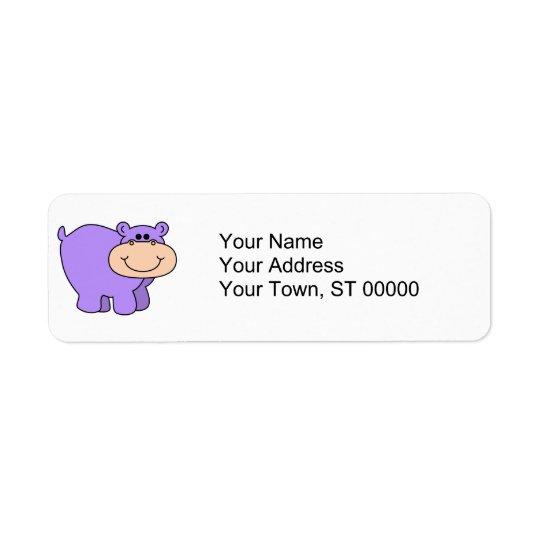 baby purple hippo return address label
