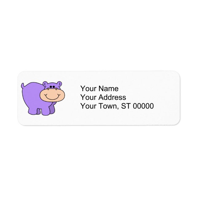 baby purple hippo return address label (Front)