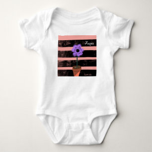 Baby Purple Plant Stripes Summer Bodysuit