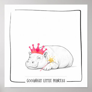 Baby Pygmy Hippo Princess Poster