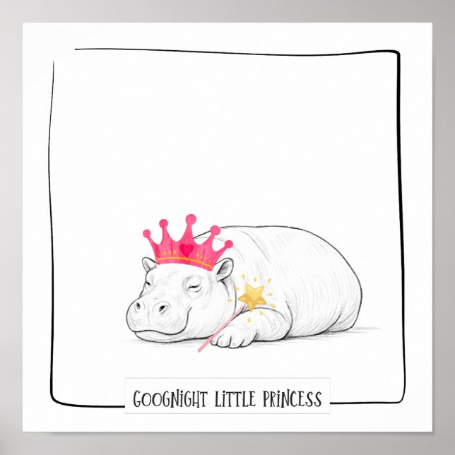 Baby Pygmy Hippo Princess Poster (Front)
