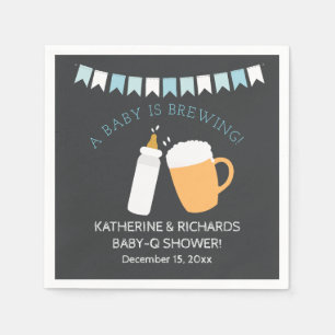 Baby-Q Baby is Brewing Boy Shower Napkin