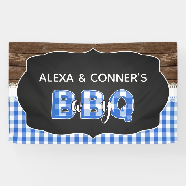 Baby Q Baby Shower Banner - Dark Blue (Horizontal)