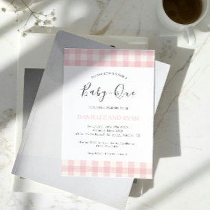 Baby Q Baby Shower Barbecue Chequered Girl Pink Invitation