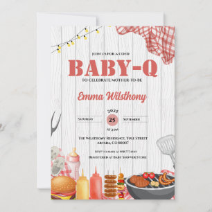 Baby-Q Baby Shower Girl Rustic BBQ Backyard Plaid  Invitation