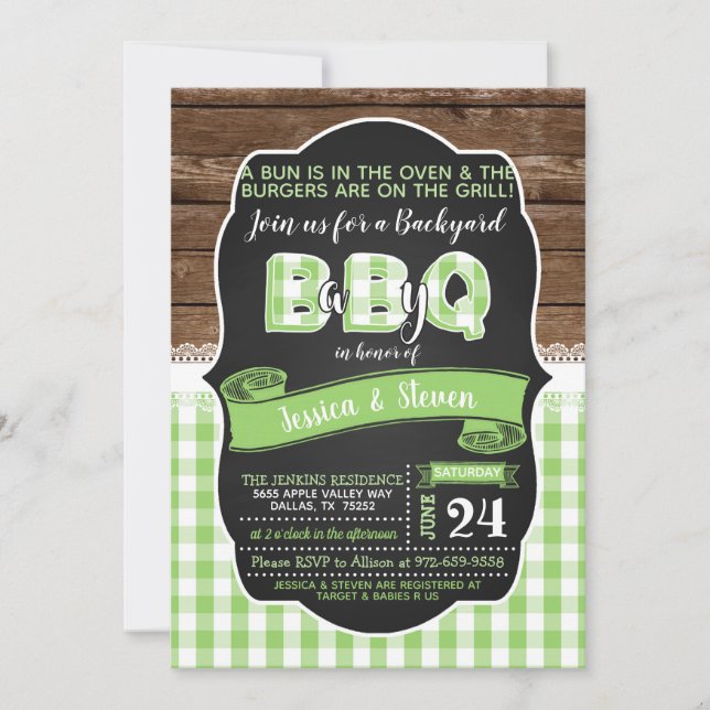 Baby Q Baby Shower Invitation - Green (Front)