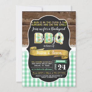 Baby-Q Baby Shower Invitation - Green/Gold