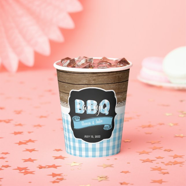 Baby Q Baby Shower Paper Cup - Baby Blue (Insitu)