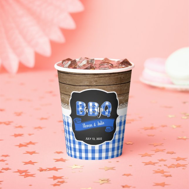 Baby Q Baby Shower Paper Cup - Blue (Insitu)