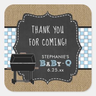 Baby Q baby shower thank you favour sticker BLUE