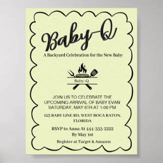 Baby-Q Backyard Baby Shower BBQ Baby Poster