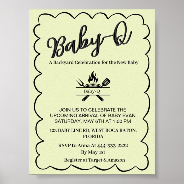 Baby-Q Backyard Baby Shower   BBQ Baby  Poster (Front)
