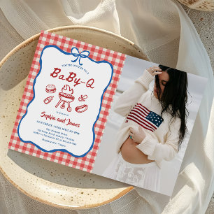Baby Q Backyard BBQ 4th of July Baby Shower Photo Invitation