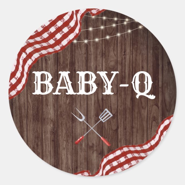 Baby-Q Backyard BBQ Couples Shower Favours Sticker (Front)
