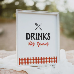 Baby Q Barbecue Baby Shower Drinks Sign