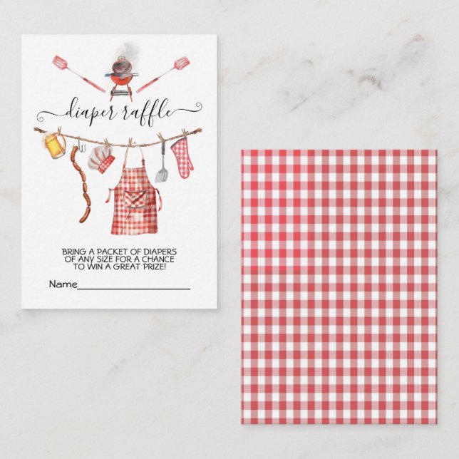 Baby-Q barbecue Couples Diaper Raffle card (Front/Back)