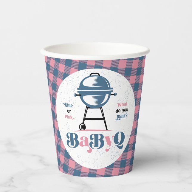 Baby Q Barbecue Gender Reveal Shower  Paper Cups (Front)