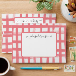 Baby Q Barbecue Shower Pink Chequered Envelope