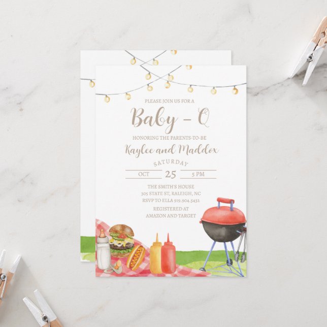 Baby-Q BBQ Baby Shower Invitation (Front/Back In Situ)