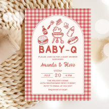 Baby Q BBQ Cookout Couples Baby Shower Invitation