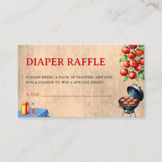 Baby-Q BBQ Couples Baby Shower Diaper Raffle Enclosure Card