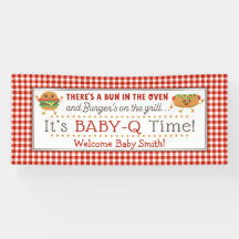 Baby-Q BBQ themed gender reveal banner