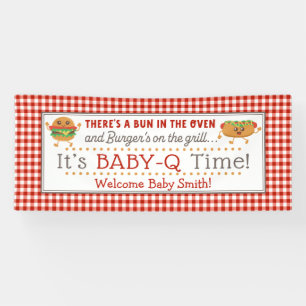 Baby-Q BBQ themed gender reveal banner