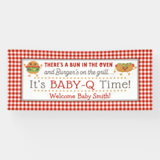 Baby-Q BBQ themed gender reveal banner